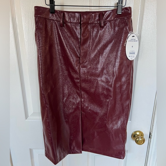 Scoop Women’s Faux Patent Leather Front Slit Midi Skirt, Size 4 NWT - Picture 7 of 13